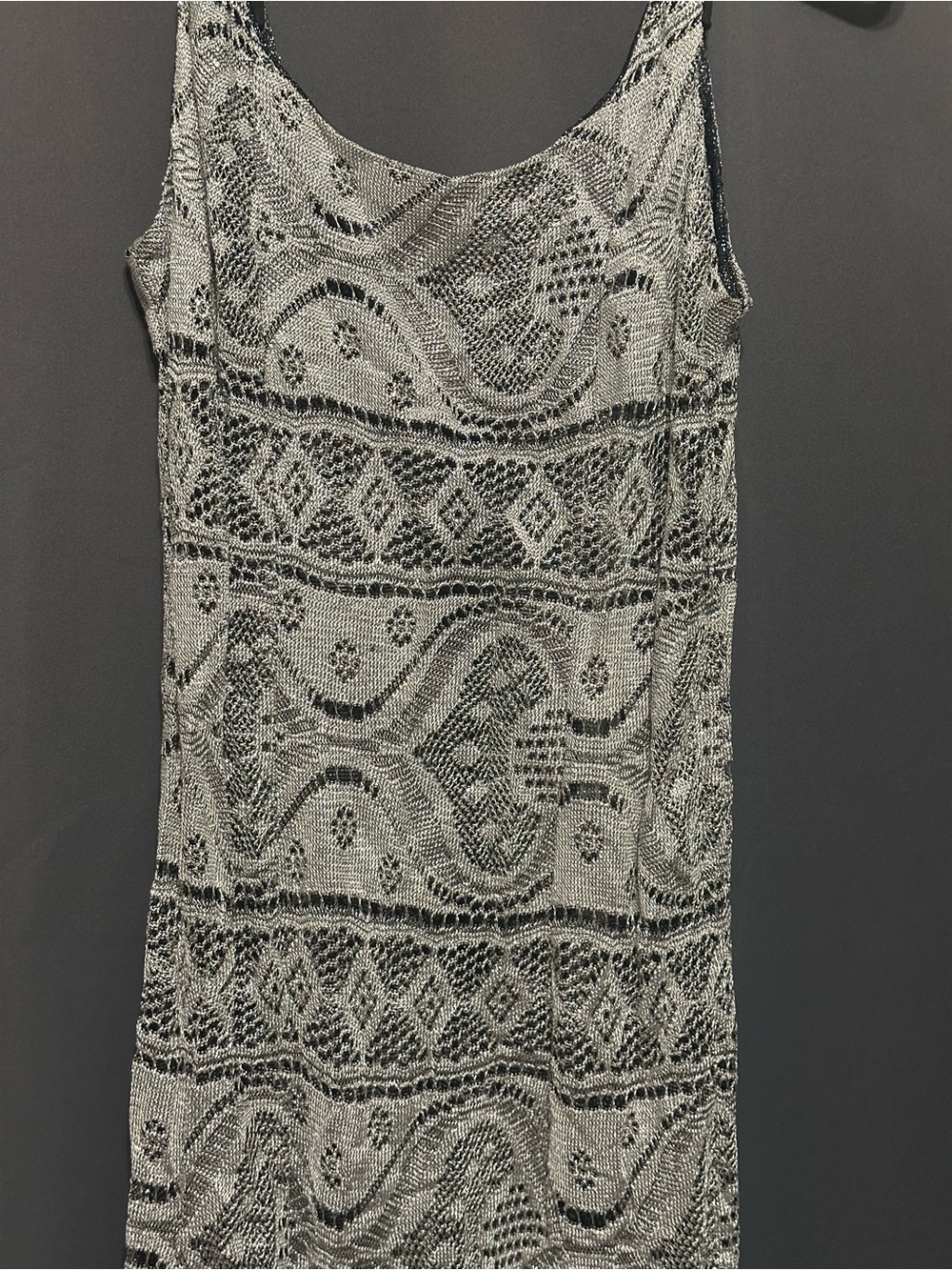 Vintage Silver Knit Tank Sheath Dress